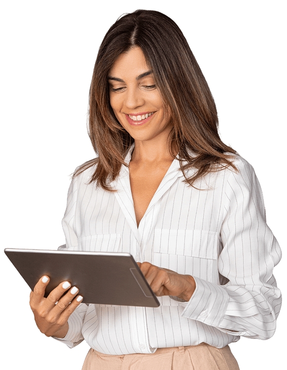 Personal Certificate of Deposit Smiling Young Women With Tablet