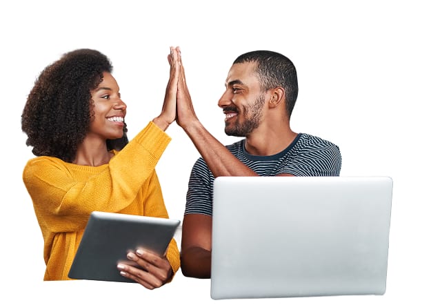 A happy couple discussing personal certificate of deposit