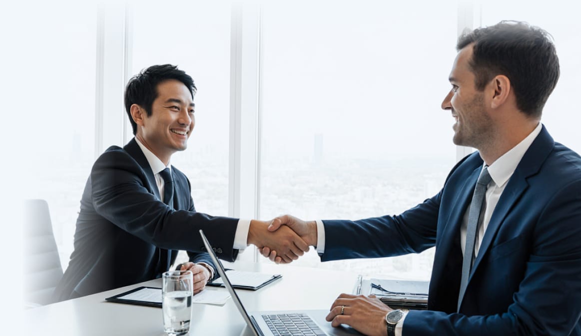 Two people discussing commercial lending solutions