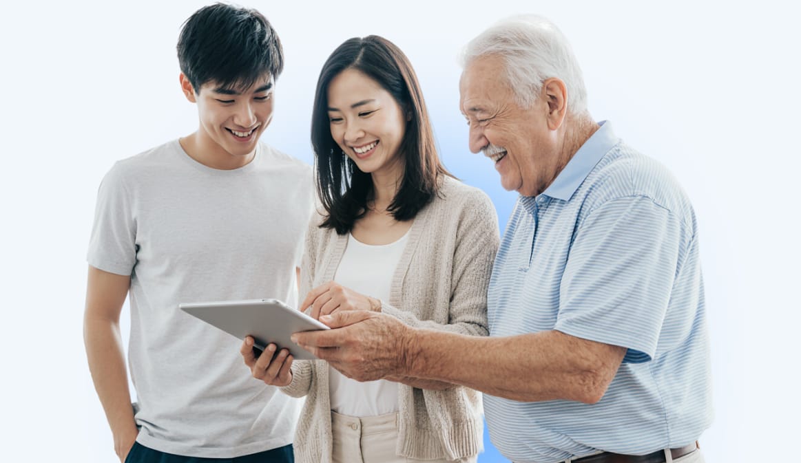 A team discussing business banking